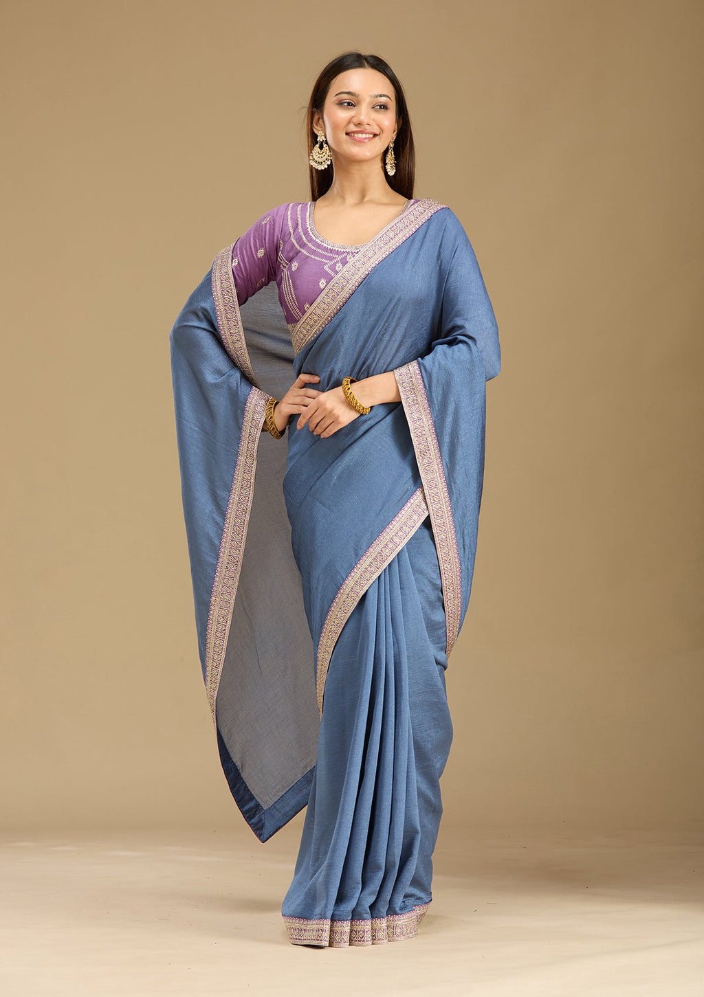 Peacock Blue Zariwork (Gold) Soft Raw Silk Saree