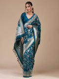 Peacock Blue Stonework Silk Saree