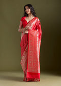 Red Stonework Banarasi Silk Saree