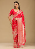 Red Stonework Silk Saree