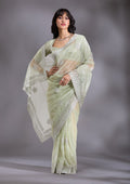 Pista Green Cutwork Organza Saree