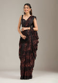 Brown Stonework Chiffon Saree