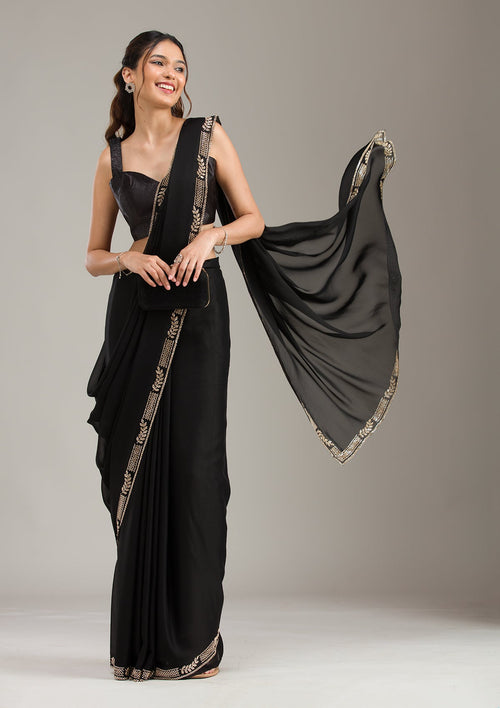 Black Stonework (Gold) Georgette Saree
