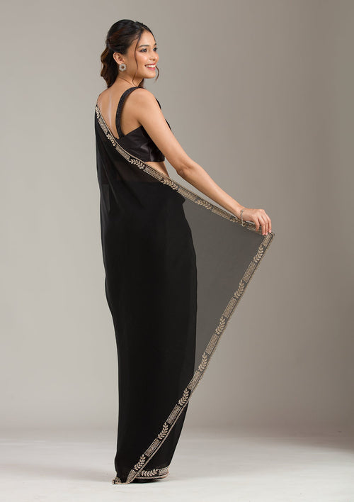 Black Stonework (Gold) Georgette Saree
