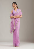 Lavender Stonework (Gold) Tissue Saree