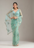 Sea Green Stonework (Gold) Tissue Saree