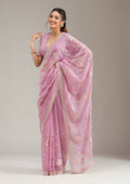 Lavender Stonework (Gold) Tissue Saree