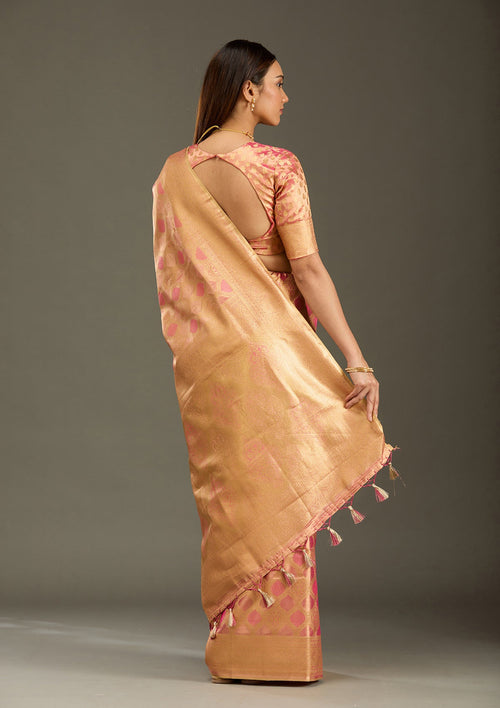 Gajari Pink Zariwork (Gold) Silk Silk_Saree