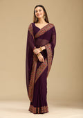 Wine Kashmiri Georgette Saree