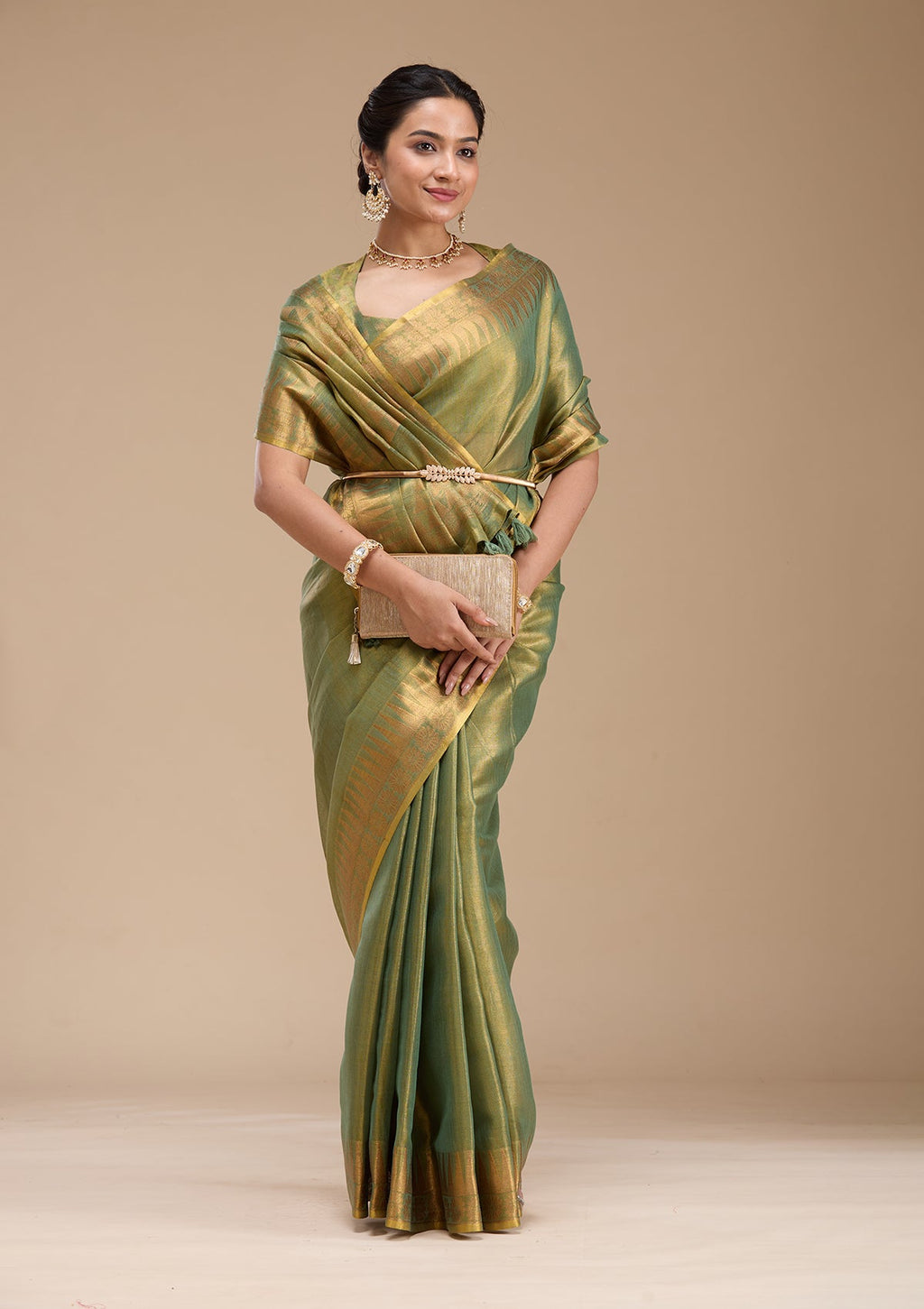 Mehendi Zariwork (Gold) Silk Saree