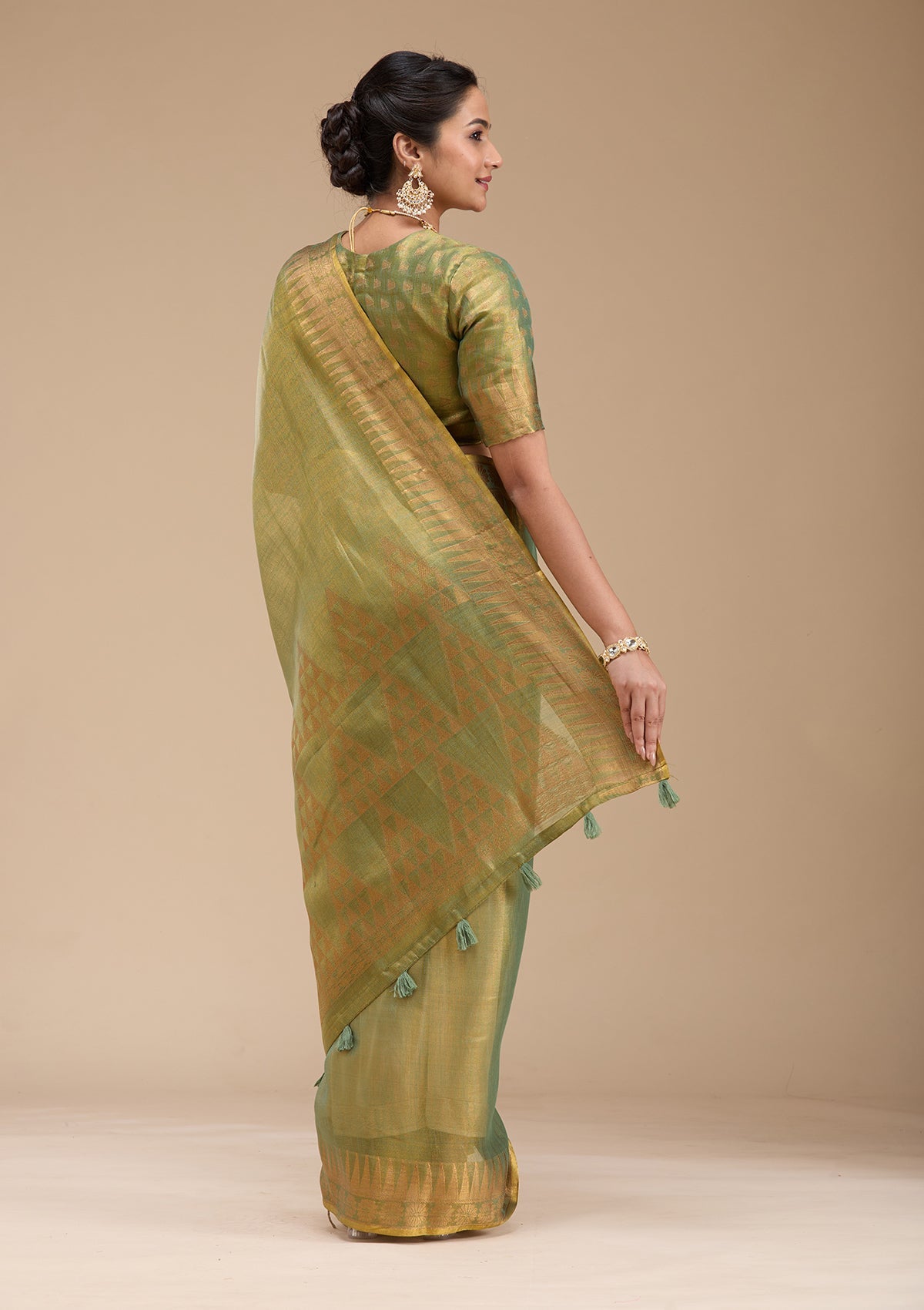 Mehendi Zariwork (Gold) Silk Saree