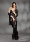 Black Stonework (Gold) Satin Saree