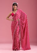 Rani Pink Silver Stonework Satin Saree