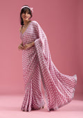 Mauve Silver Stonework Satin Saree