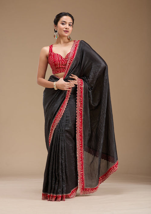 Black Cutdana Tissue Saree