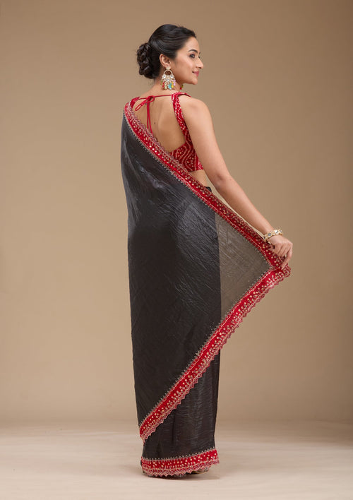 Black Cutdana Tissue Saree