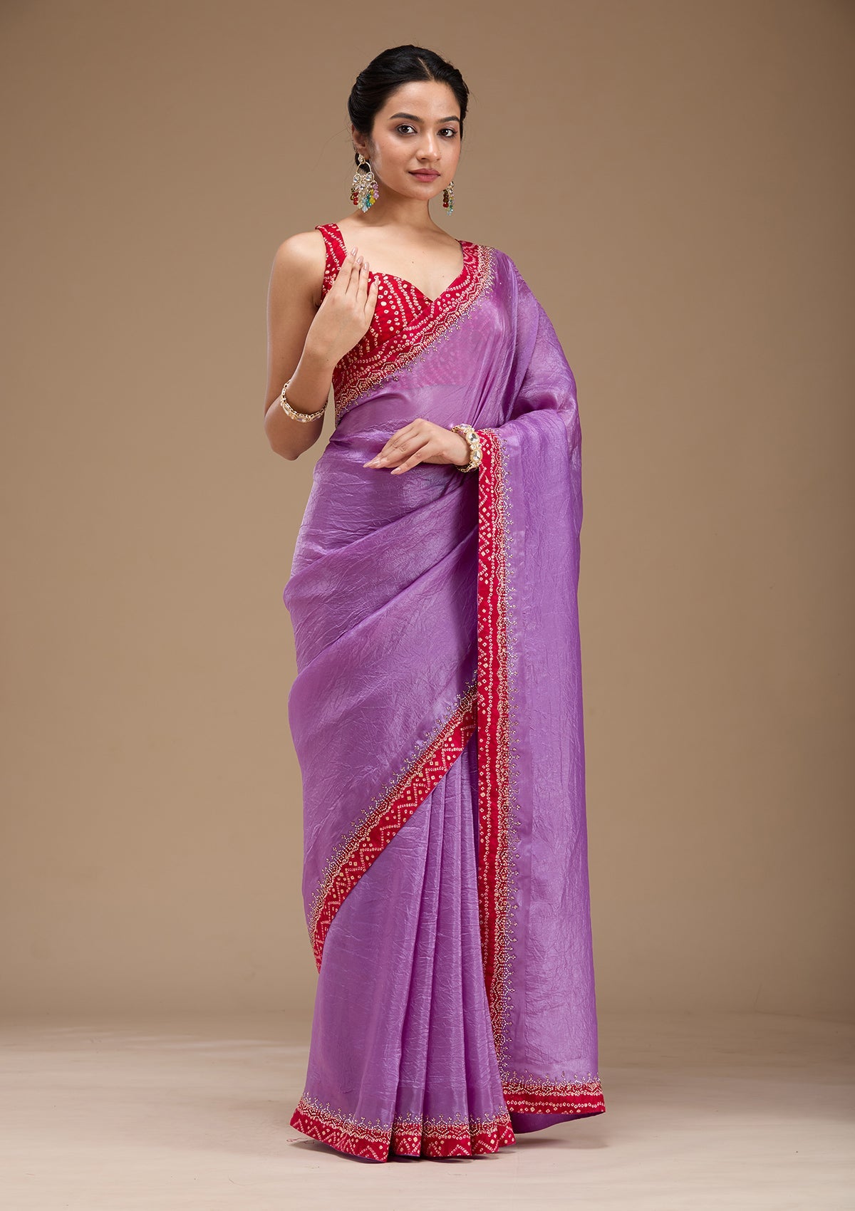 Lavender Cutdana Tissue Saree