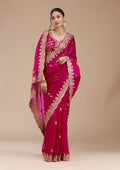 Rani Pink Gotapatti Tissue Saree