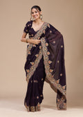 Purple Cording Georgette Saree