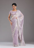 Lavender Gotapatti Satin Saree