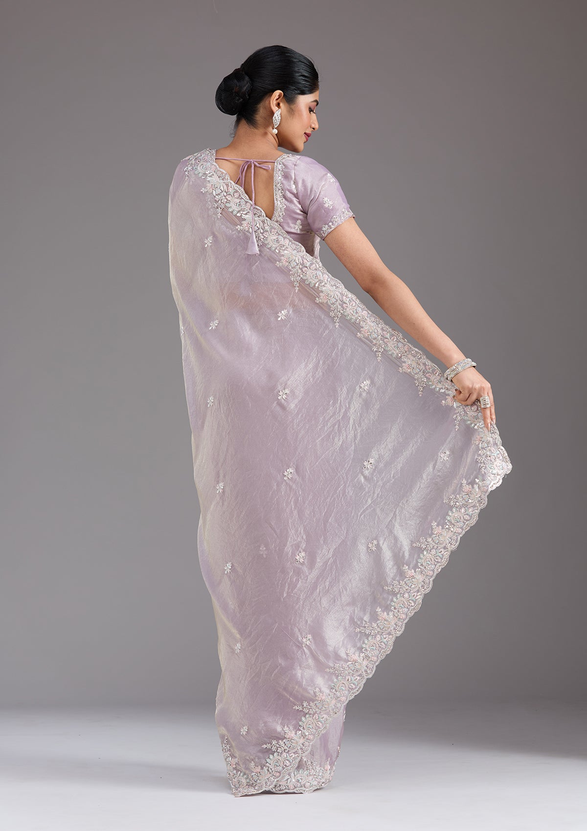 Lavender Gotapatti Satin Saree