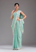 Pista Green Gotapatti Satin Saree