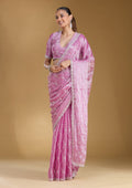 Baby Pink Cutdana Tissue Saree