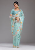 Sea Green Gotapatti Organza Saree