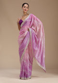 Lavender Gotapatti Crepe Saree