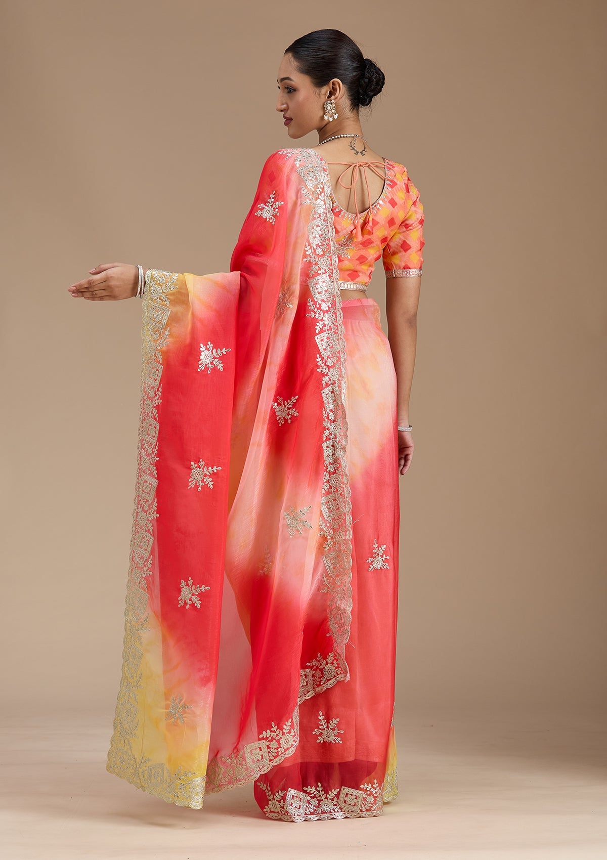 Red Gotapatti Crepe Saree