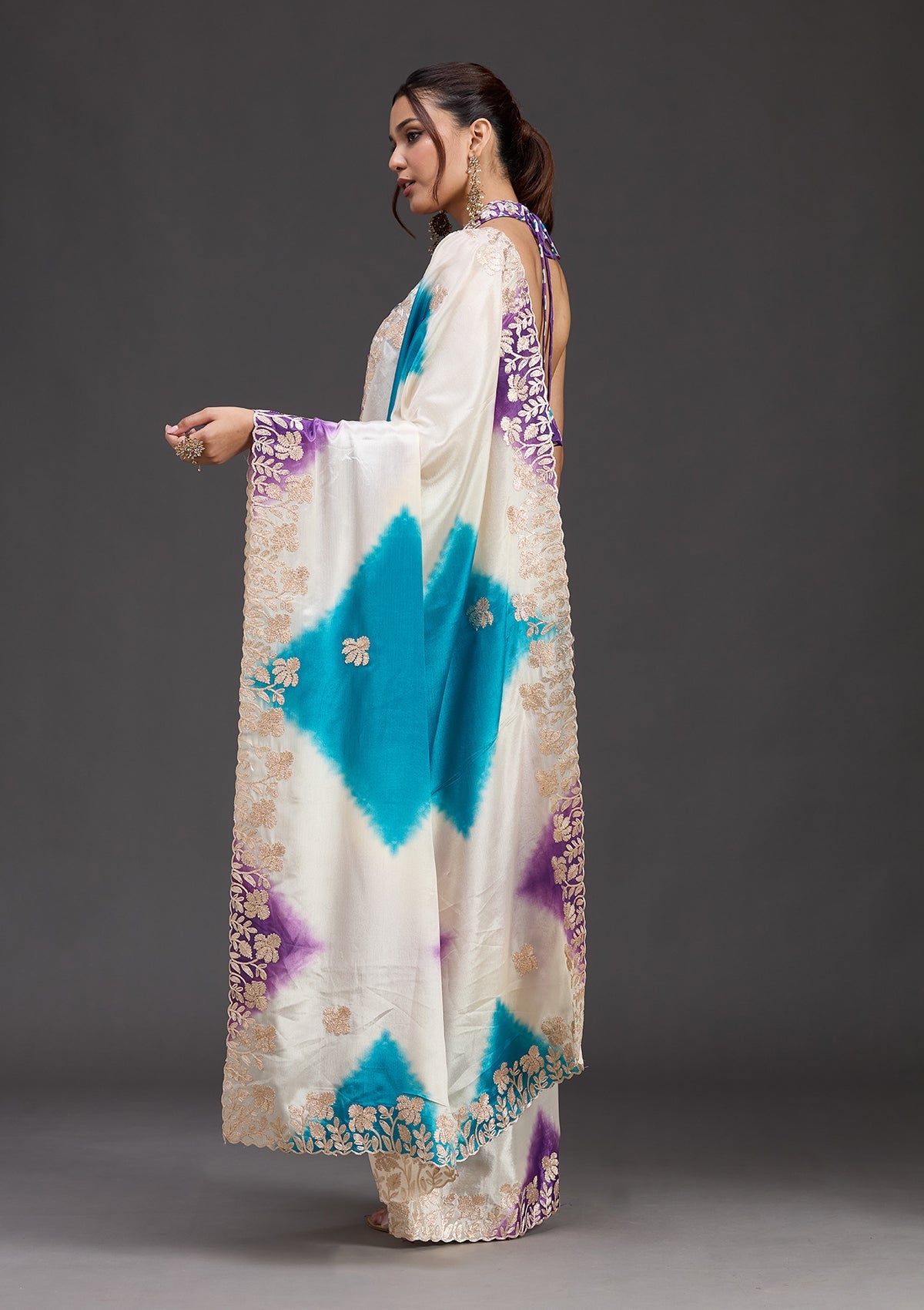 Purple Gotapatti Crepe Saree