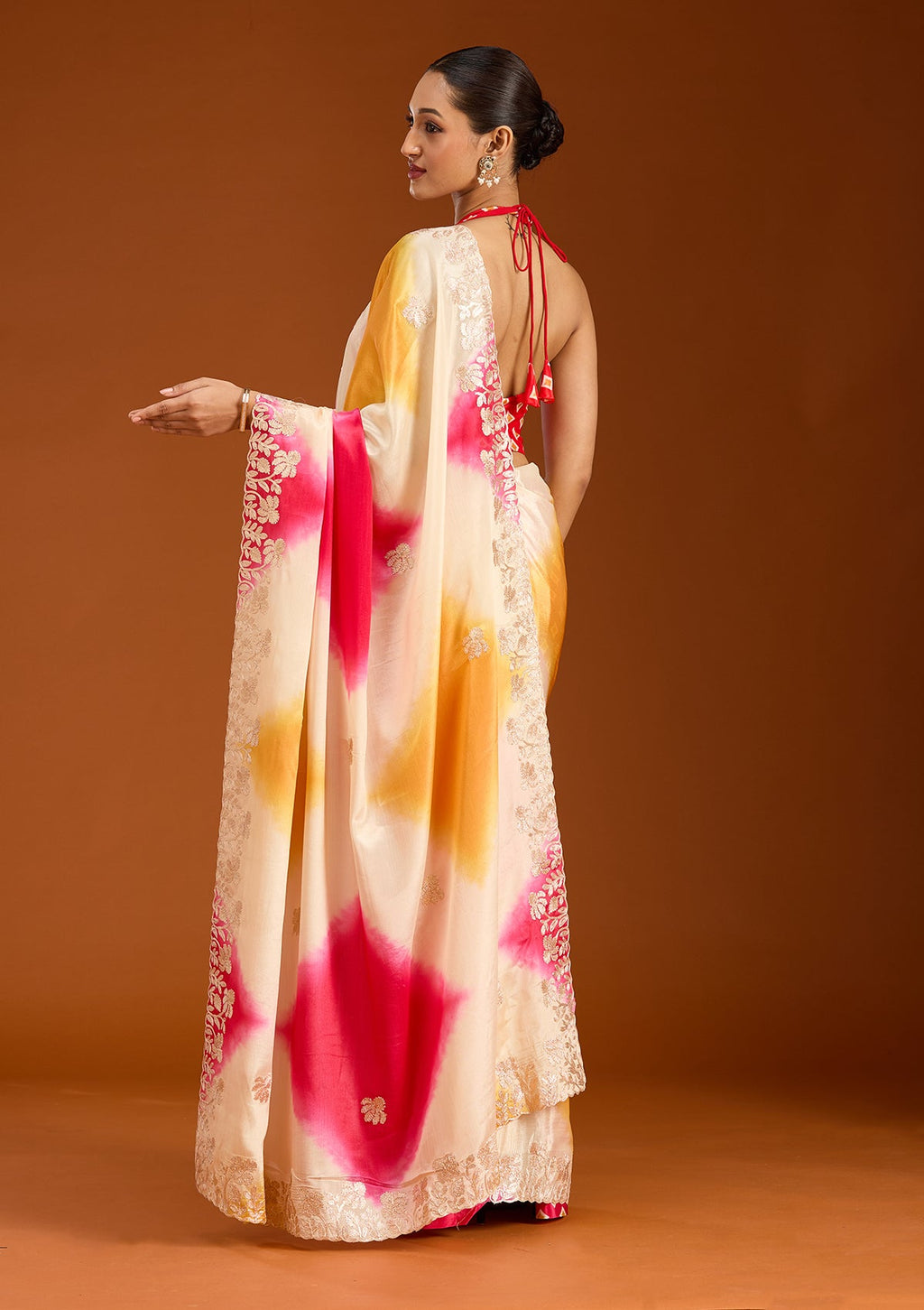 Rani Pink Gotapatti Crepe Saree