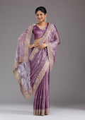Lavender Stonework (Gold) Organza Saree
