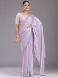 Lavender Pearlwork Tissue Saree