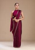 Wine Stonework (Gold) Tissue Saree