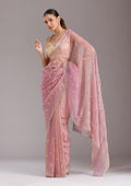 Lavender Stonework (Gold) Tissue Saree