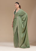 Mehendi Stonework (Gold) Chiffon Saree