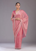 Onion Pink Stonework (Silver) Tissue Saree