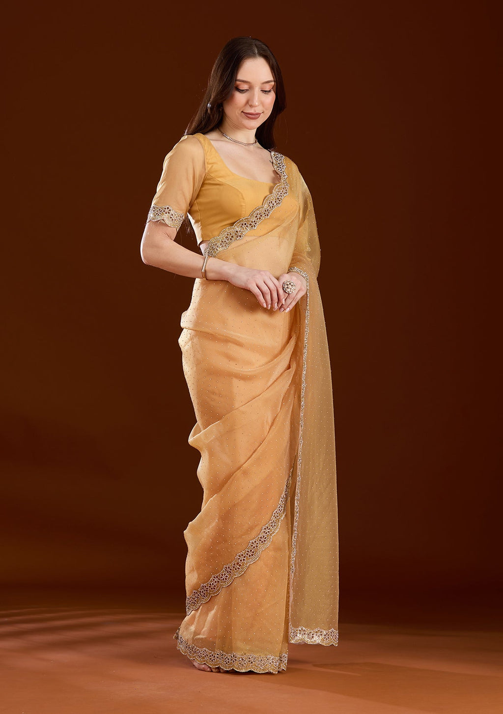 Gold Cutdana Tissue Saree