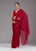 Maroon Sequins Georgette Saree