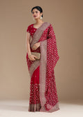 Rani Pink Zariwork (Gold) Georgette Saree
