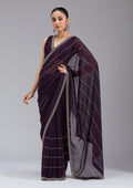 Purple Stonework (Gold) Georgette Saree