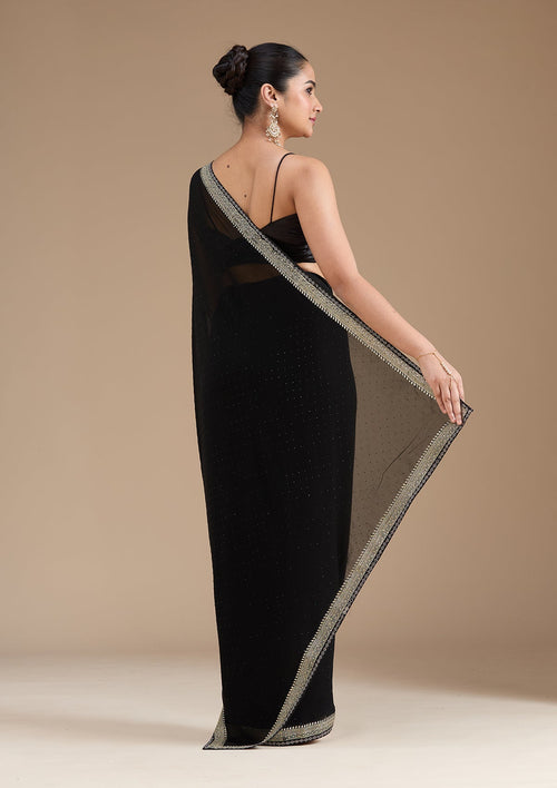 Black Zariwork (Silver) Georgette Saree