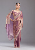 Dark Lavender Stonework (Gold) Tissue Saree
