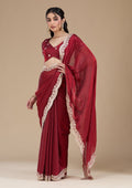 Maroon Zariwork (Gold) Tissue Saree