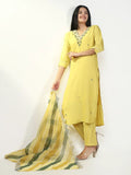 Women's Solid Yellow Kurta Set with Dupatta