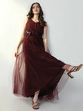 Women's Solid Burgundy Gown Dress