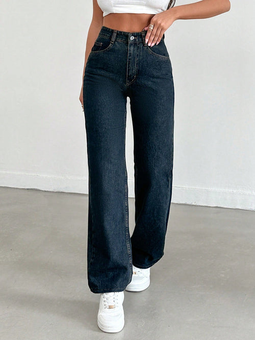 Cosmic Blue Dad Fit Straight Jeans