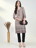 Women's Cream Floral Straight Kurta