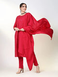 Women's Floral Pink Ethnic Straight Kurta Set with Dupatta